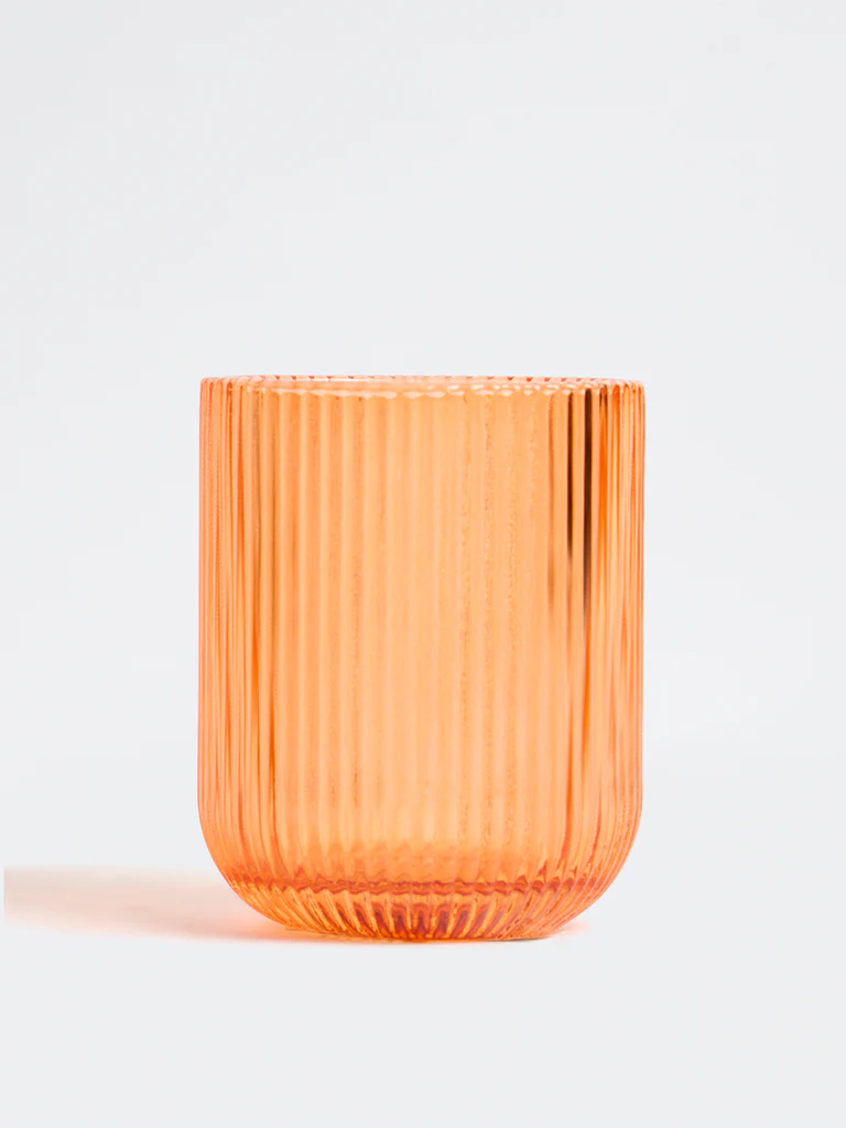 Westside Home Orange Ribbed Water Glass - Image 2