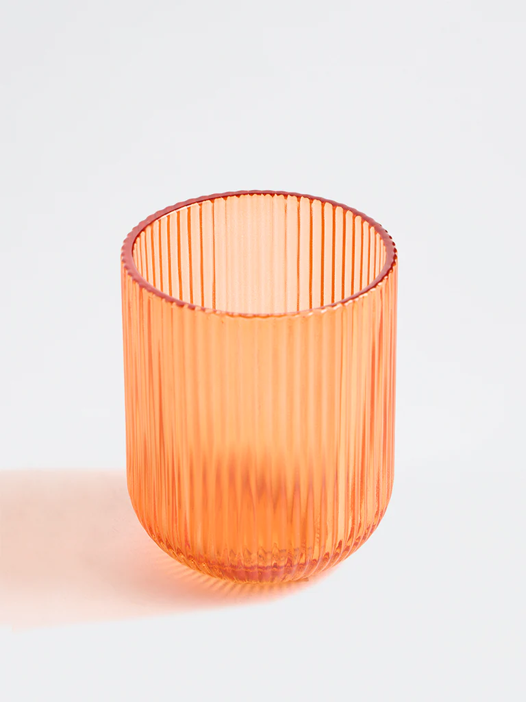Westside Home Orange Ribbed Water Glass - Image 3