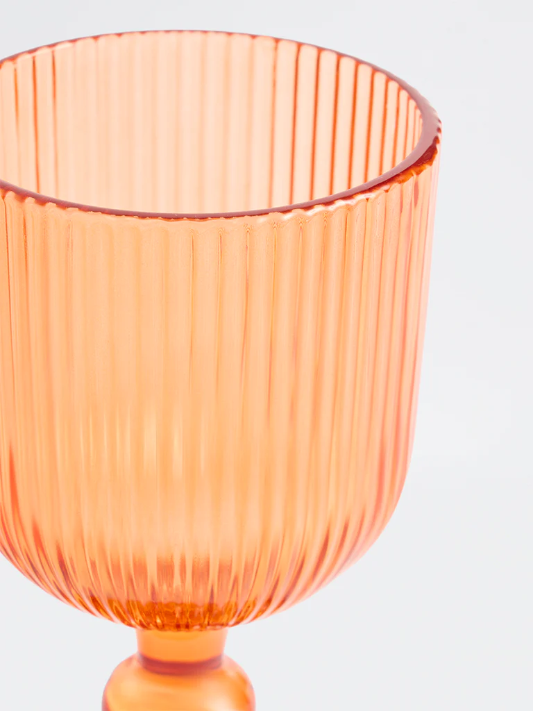 Westside Home Orange Ribbed Wine Glass - Image 4