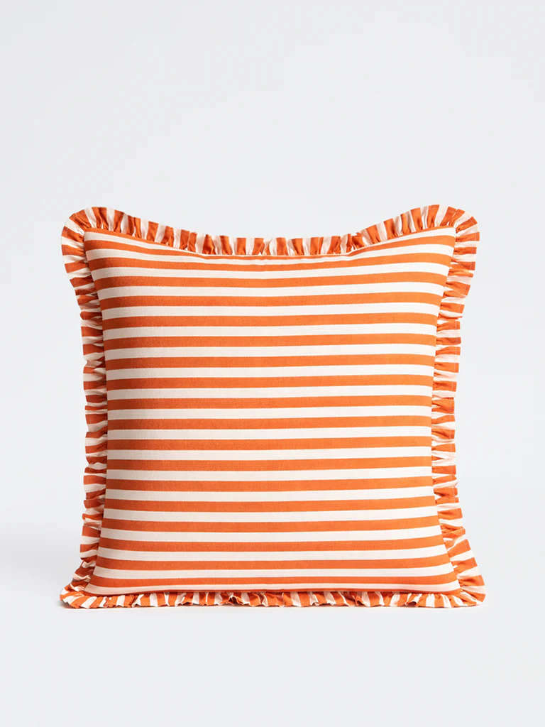 Westside Home Orange Stripe Pattern Cushion Cover