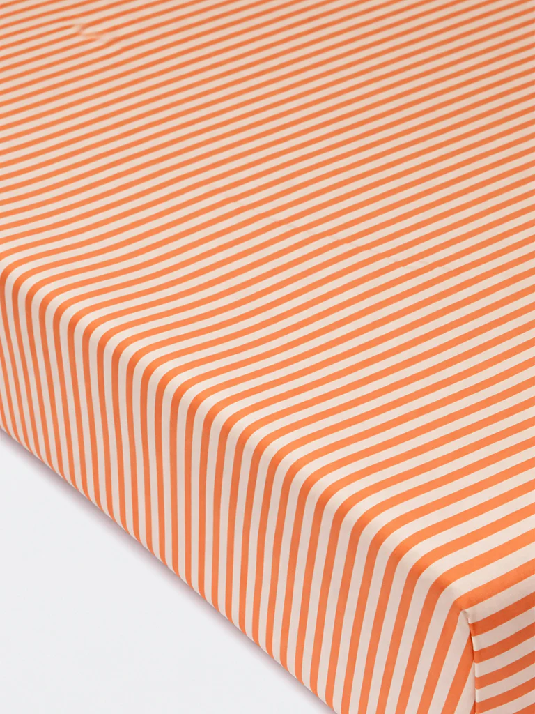 Westside Home Orange Stripe Printed King Bed Sheet Set - Image 2