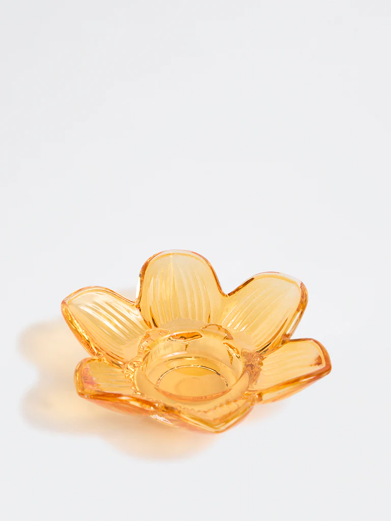 Westside Home Peach Flower Glass Tealight Holder - Image 2