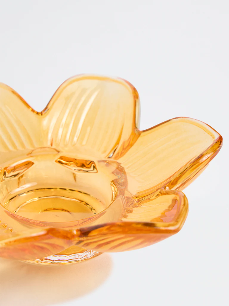 Westside Home Peach Flower Glass Tealight Holder - Image 3