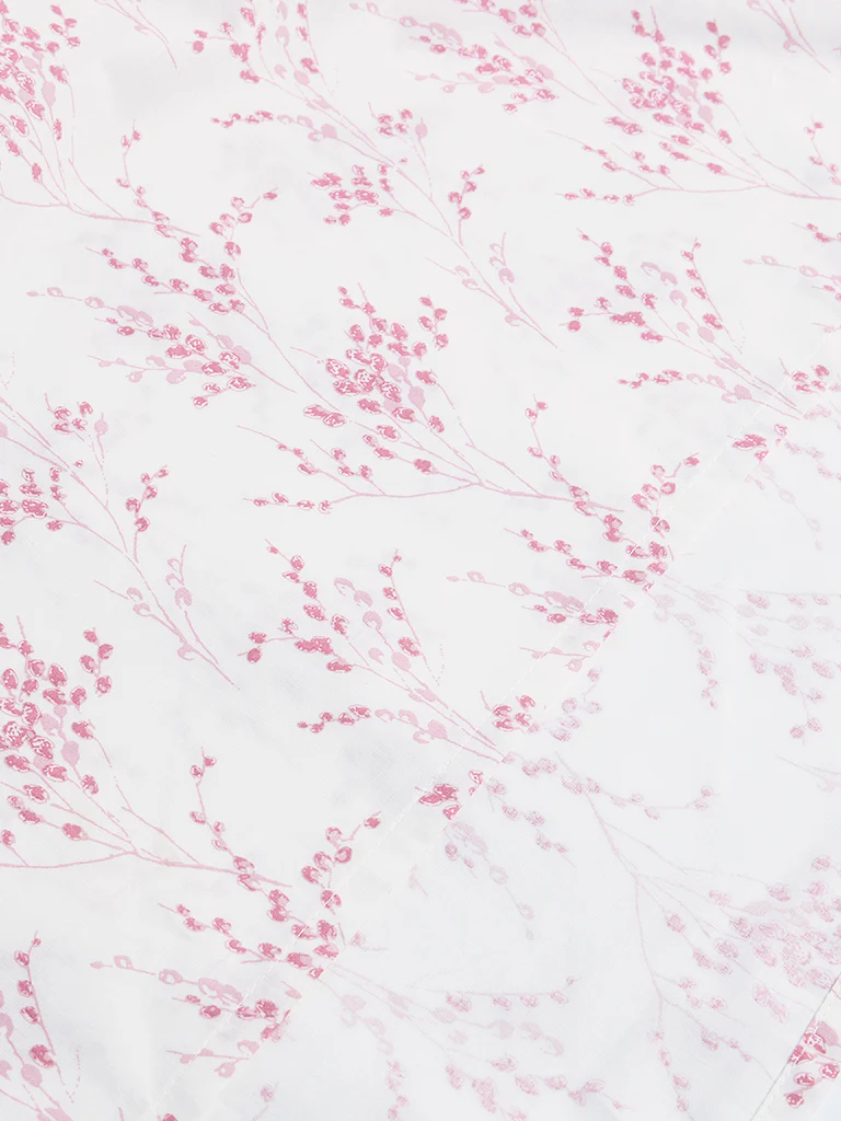 Westside Home Pink Botanical Printed Double Bed Sheet Set - Image 3