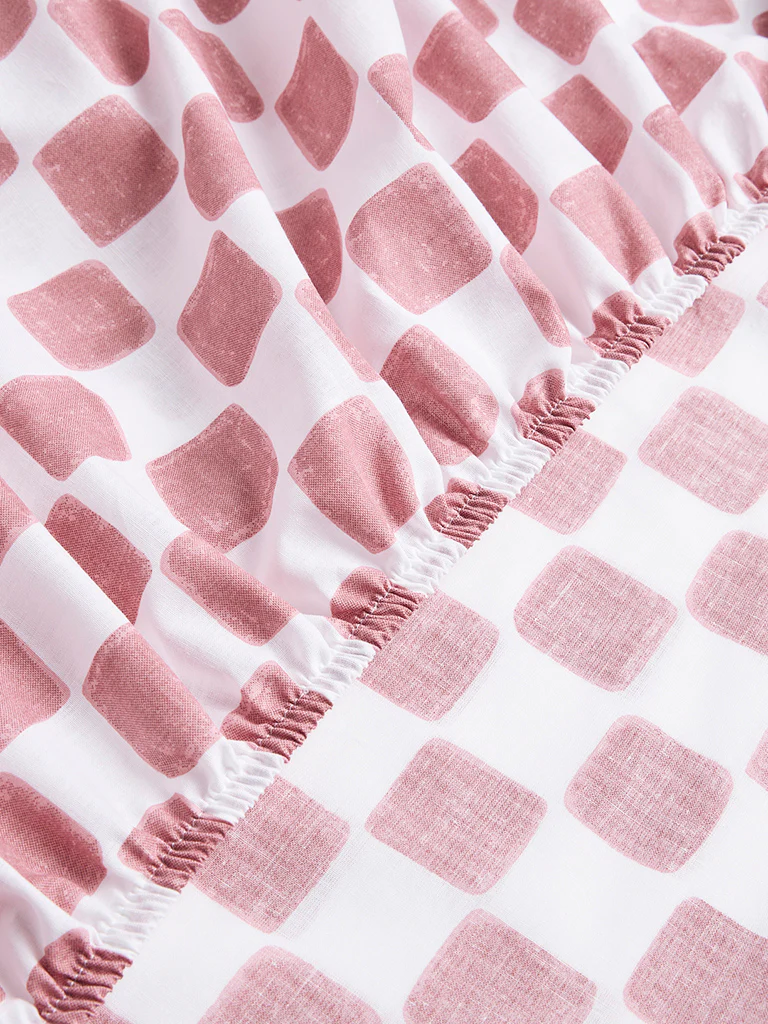 Westside Home Pink Checkered Double Bed Sheet Set - Image 3