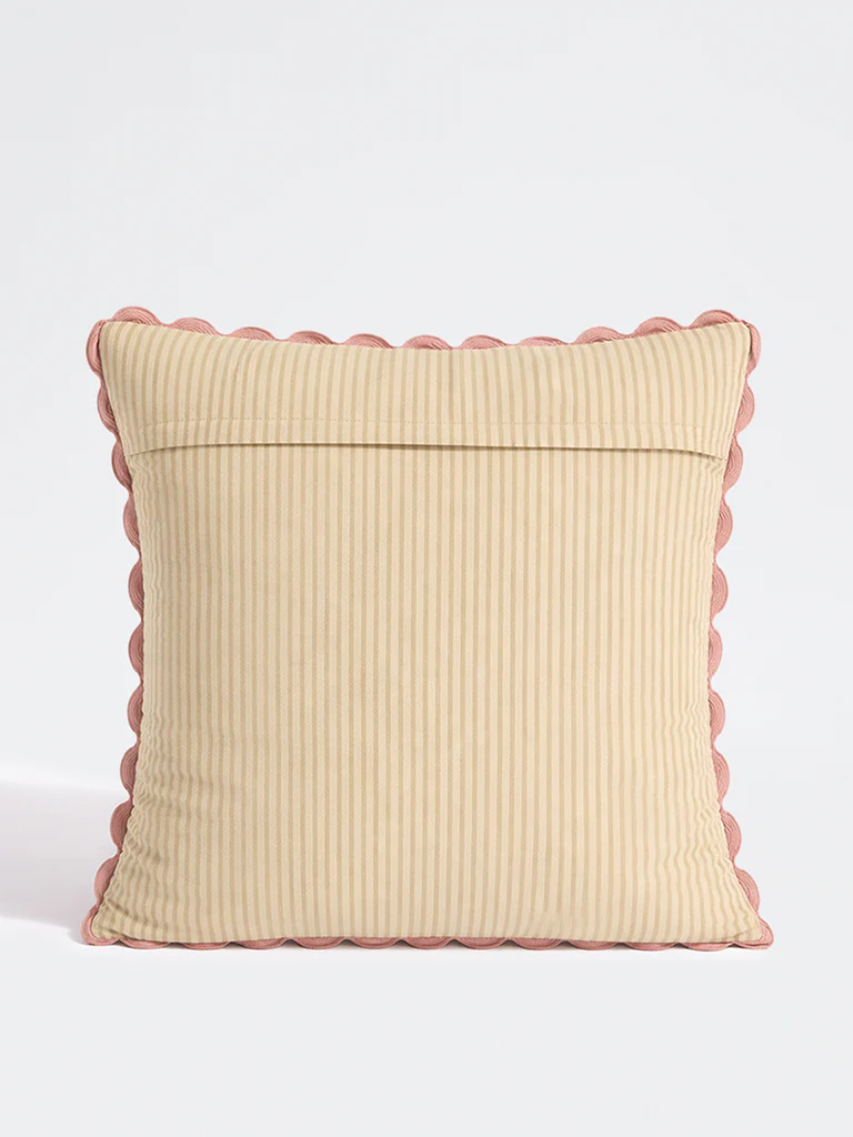 Westside Home Pink Floral Embroidered Cushion Cover - Image 2