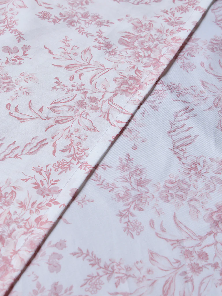 Westside Home Pink Floral Pattern King Bed Sheet Set - Image 3