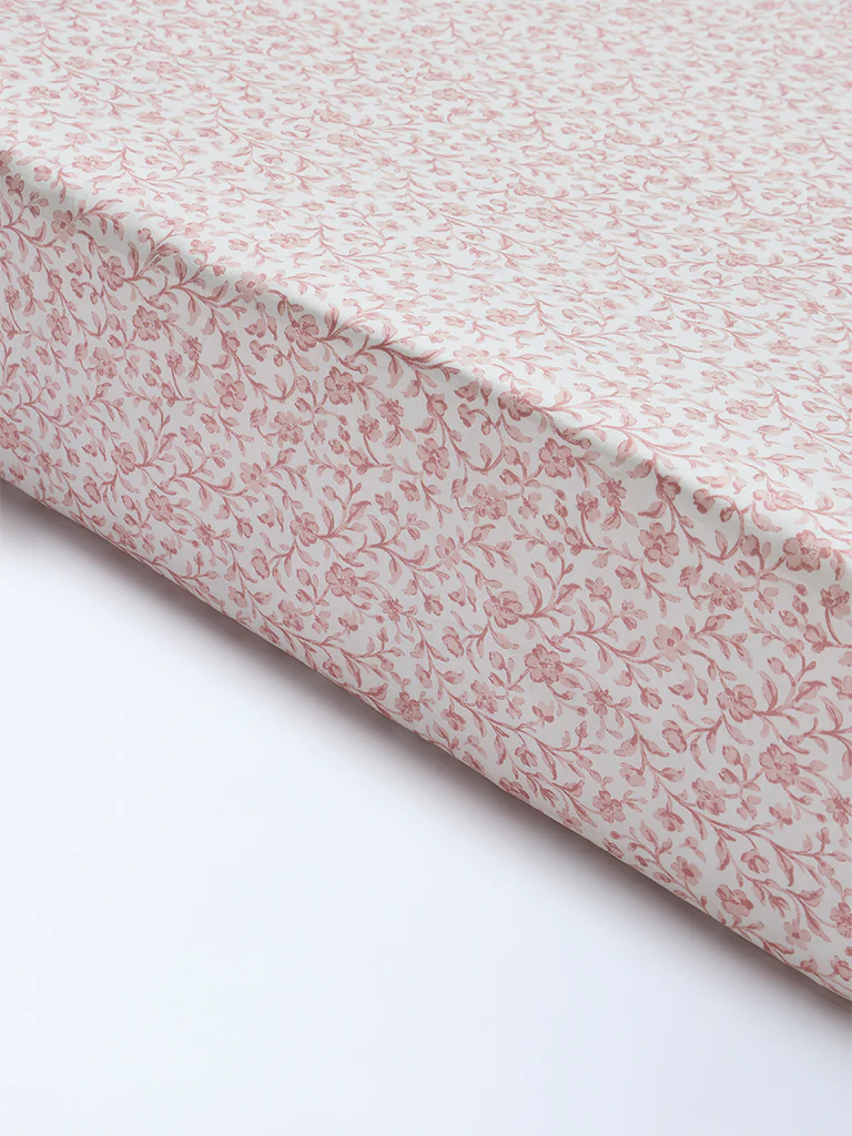 Westside Home Pink Floral Pattern Queen Bed Sheet Set - Image 2