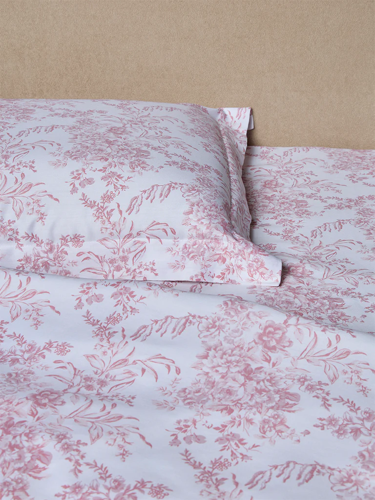 Westside Home Pink Floral Pattern Queen Bed Sheet Set