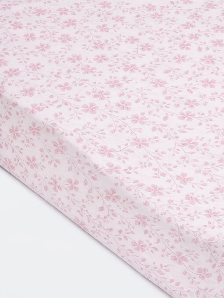Westside Home Pink Floral Printed Double Bed Sheet Set - Image 2