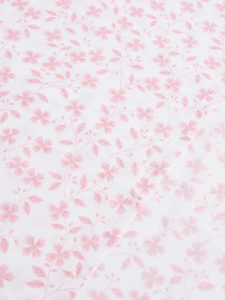Westside Home Pink Floral Printed Double Bed Sheet Set - Image 3