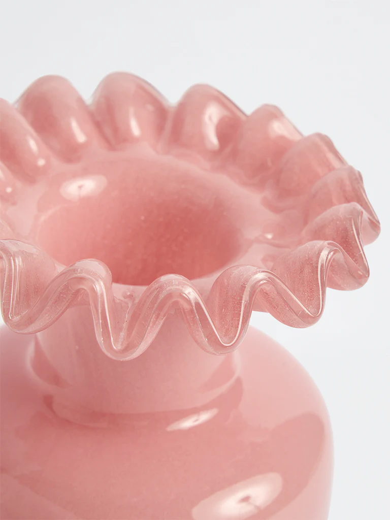Westside Home Pink Flower Glass Bottle Vase - Image 3