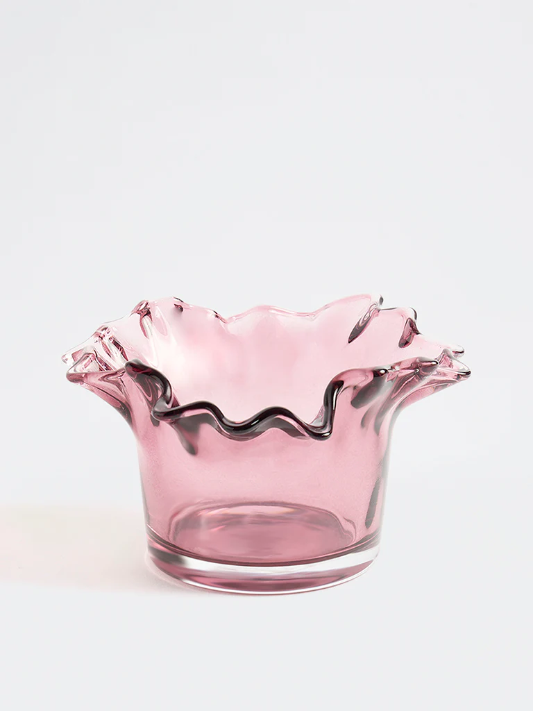 Westside Home Pink Frill-Design Glass Votive Candle Holder - Image 2