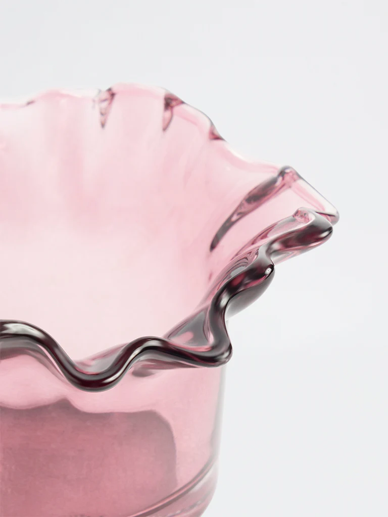 Westside Home Pink Frill-Design Glass Votive Candle Holder - Image 3