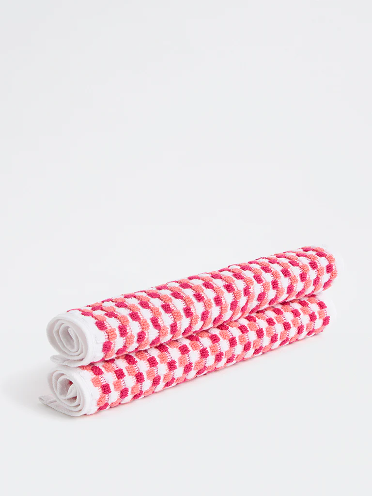 Westside Home Pink Popcorn Textured Face Towel (Set of 2) - Image 2