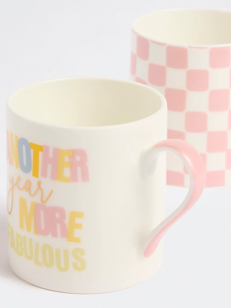 Westside Home Pink Printed Mugs (Set of 2) - Image 3