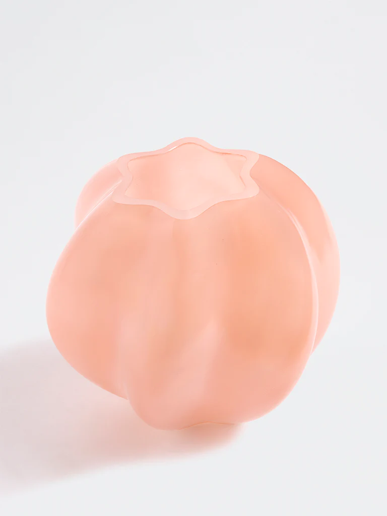 Westside Home Pink Ribbed Glass Vase - Image 2