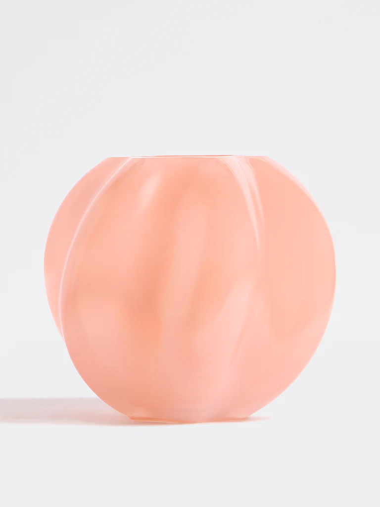 Westside Home Pink Ribbed Glass Vase - Image 3