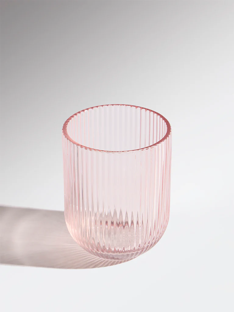 Westside Home Pink Ribbed-Textured Water Glass