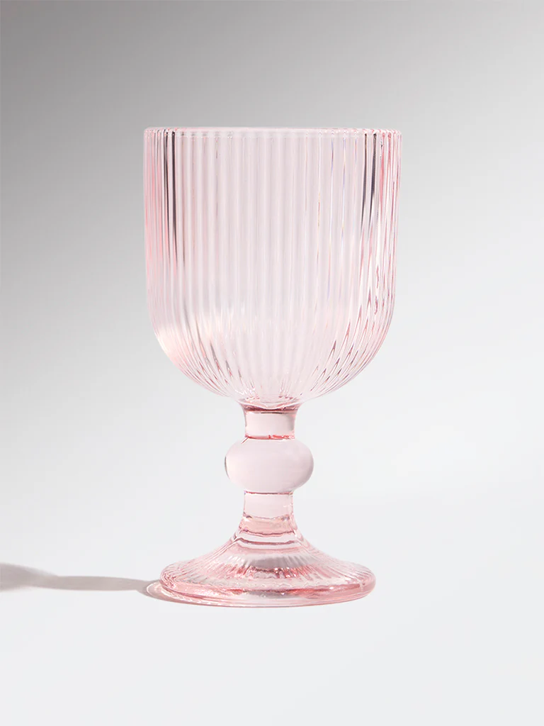 Westside Home Pink Ribbed-Textured Wine Glass - Image 2