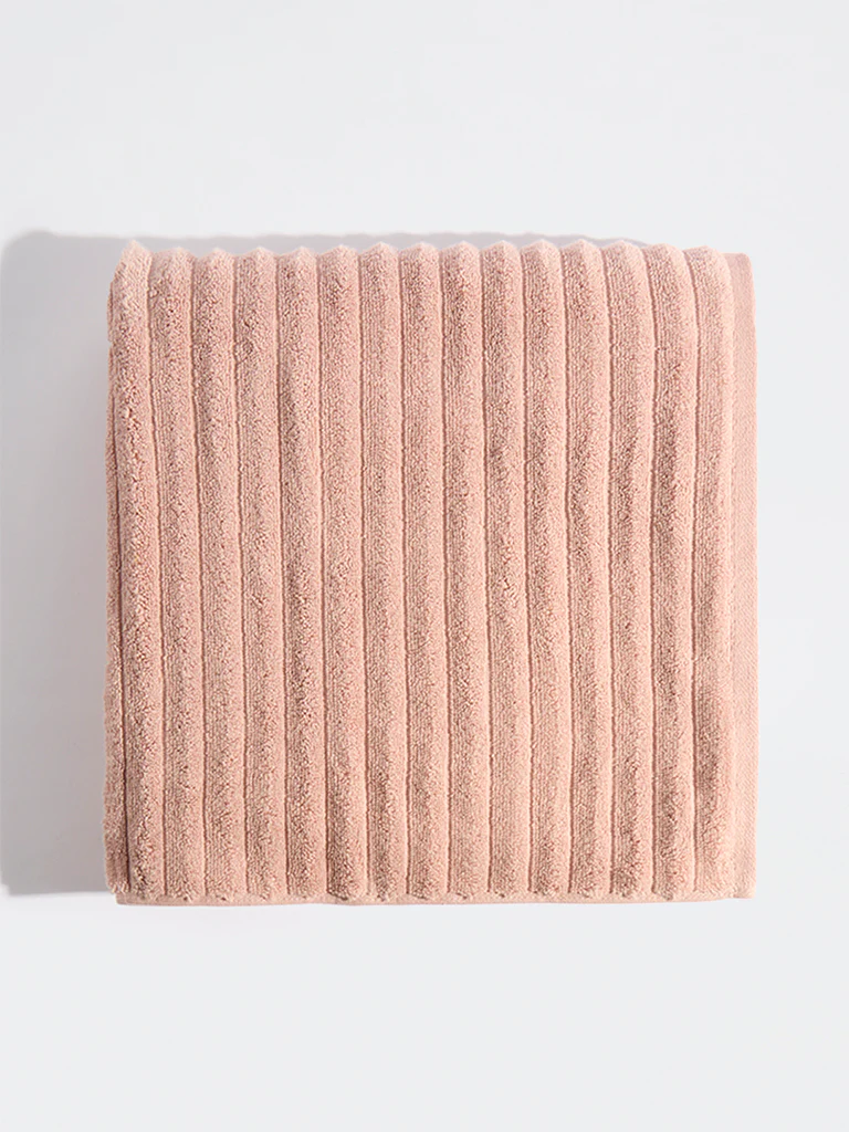 Westside Home Pink Self-Striped Bath Towel - Image 2