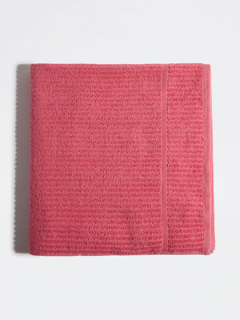 Westside Home Pink Self-Striped Bath Towel - Image 2