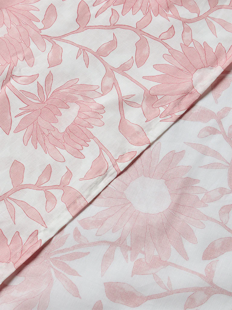 Westside Home Pink Sunflower Printed Queen Bed Sheet Set - Image 3