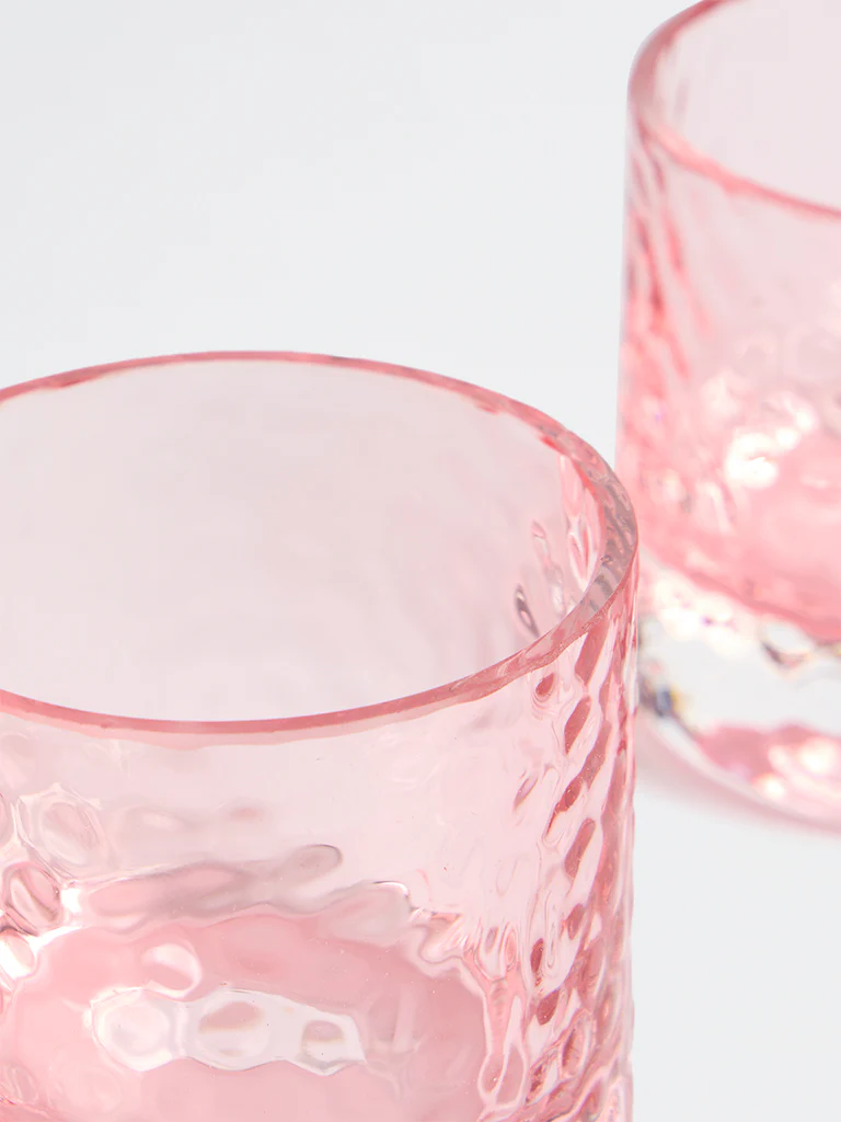 Westside Home Pink Textured Glass Votive Holders (Set of 2) - Image 3