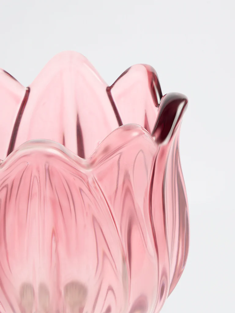 Westside Home Pink Tulip Glass Candle Holder - Image 3
