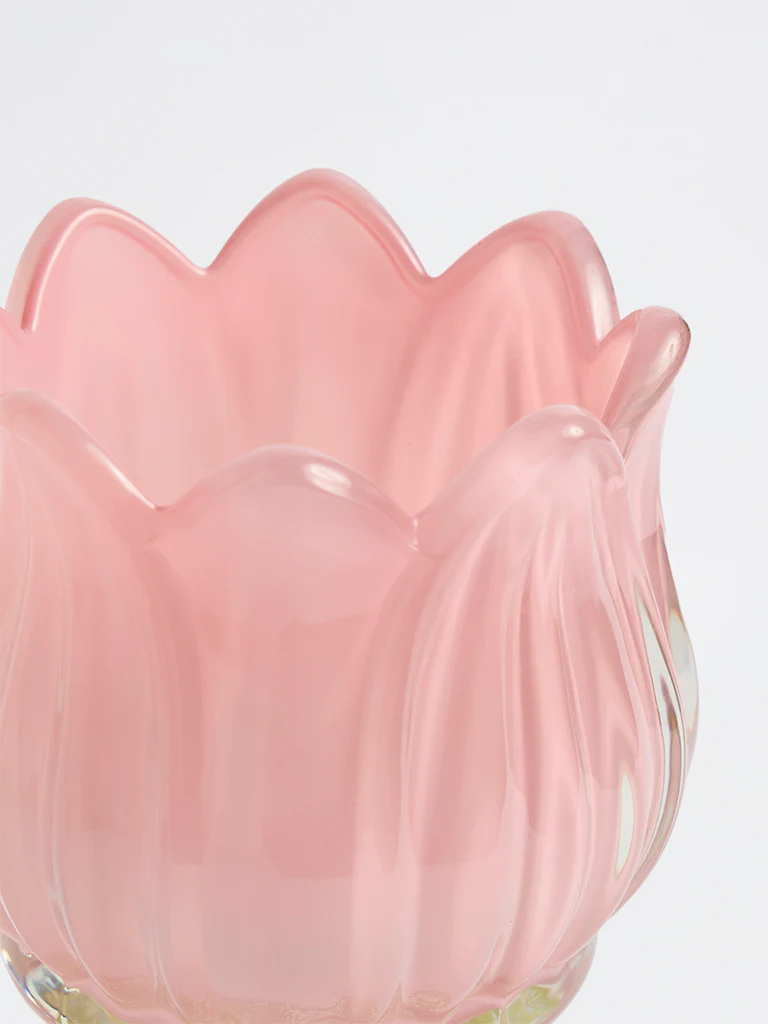 Westside Home Pink Tulip Glass Tealight Holder - Image 3