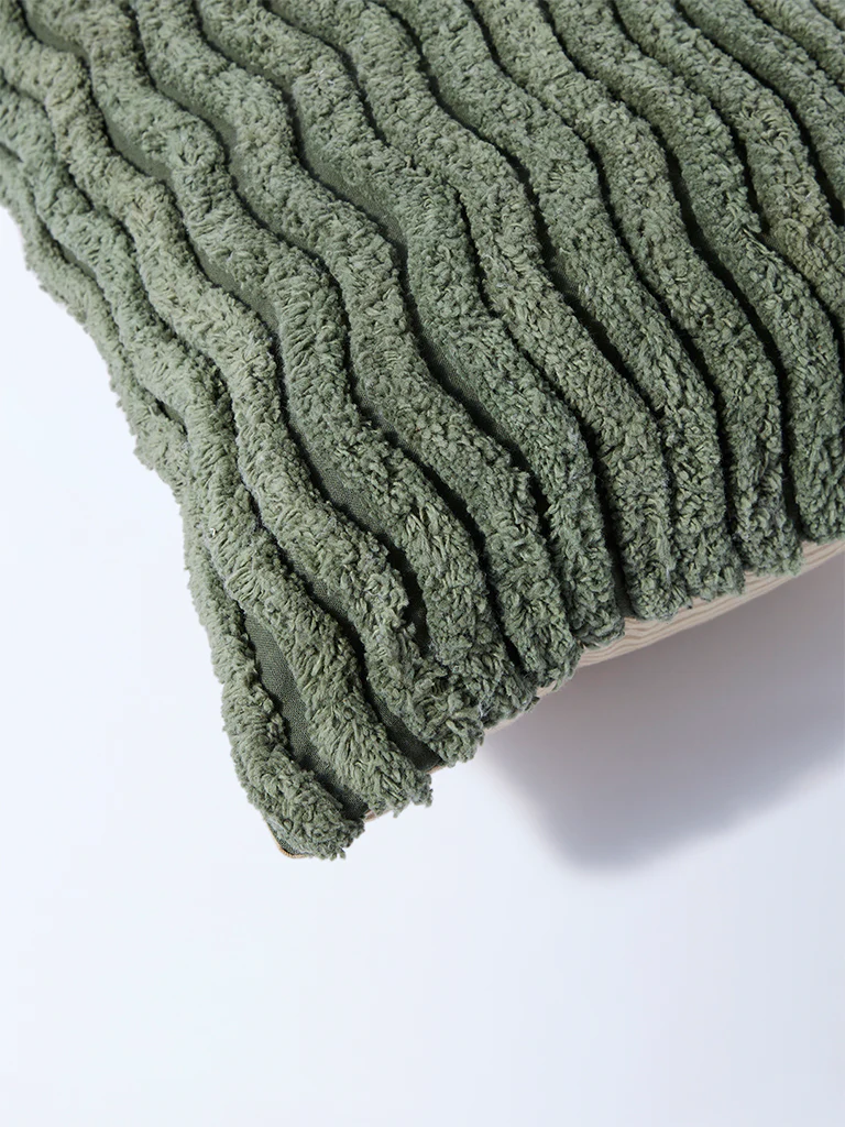 Westside Home Sage Chevron Tufted Cushion Cover - Image 3