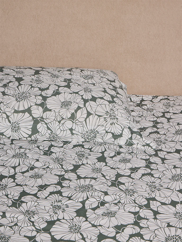 Westside Home Sage Floral Design King Bed Sheet Set