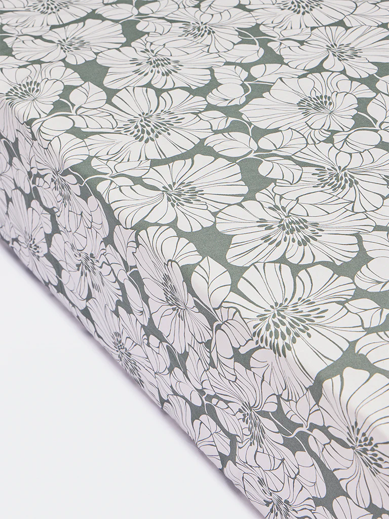 Westside Home Sage Floral Design King Bed Sheet Set - Image 2