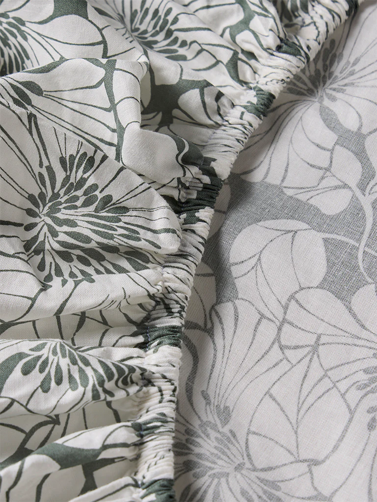 Westside Home Sage Floral Design King Bed Sheet Set - Image 3