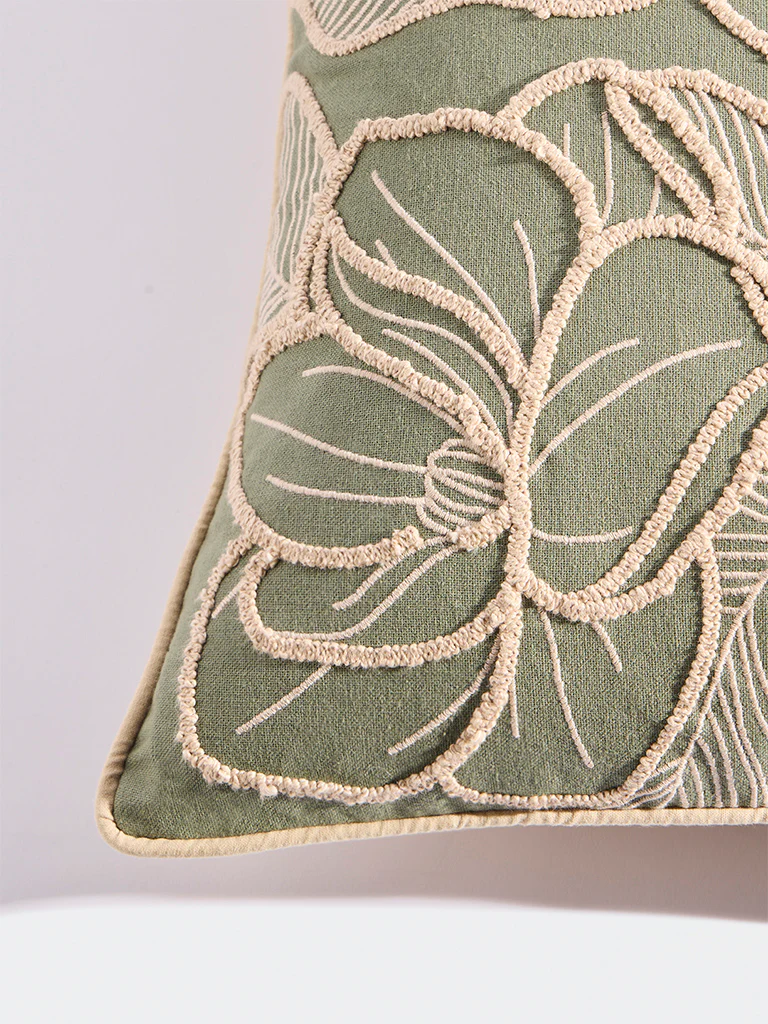 Westside Home Sage Floral Embroidered Cushion Cover - Image 3