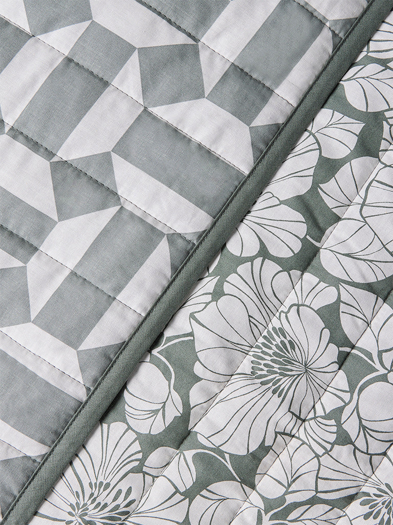 Westside Home Sage Floral Reversible Single Bed Comforter - Image 3
