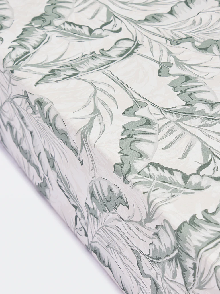 Westside Home Sage Leaf Printed King Bed Sheet Set - Image 2