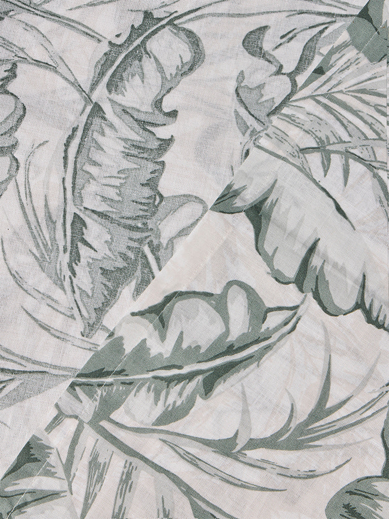 Westside Home Sage Leaf Printed Queen Bed Sheet Set - Image 3