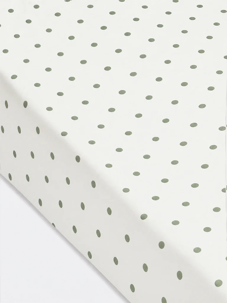 Westside Home Sage Polka Dot Printed Fitted Queen Bed Sheet Set - Image 3