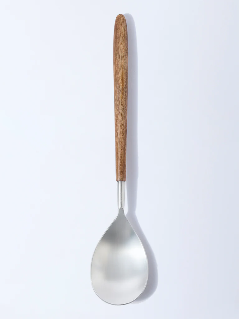 Westside Home Silver Serving Spoon with Wooden Handle