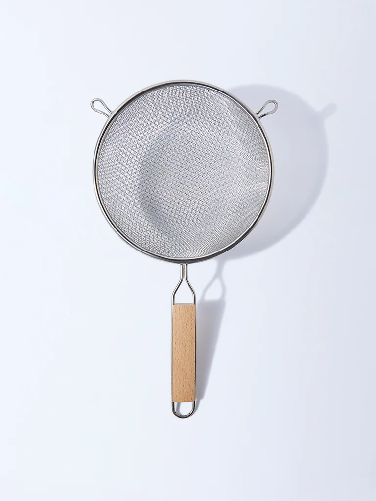 Westside Home Silver Strainer with Wooden Handle
