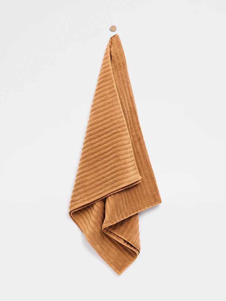 Westside Home Tan Self-Striped Bath Towel