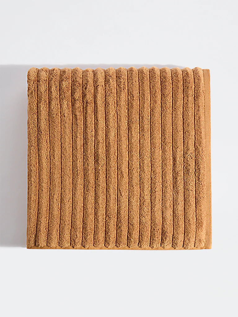 Westside Home Tan Self-Striped Bath Towel - Image 2