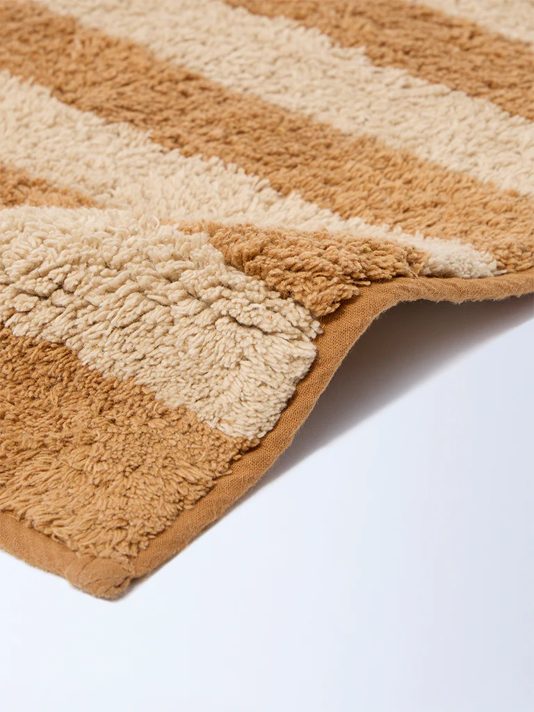 Westside Home Tan Stripe Pattern Bath Mat - Image 2