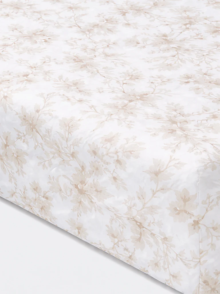 Westside Home Taupe Floral Printed King Bed Sheet Set - Image 2