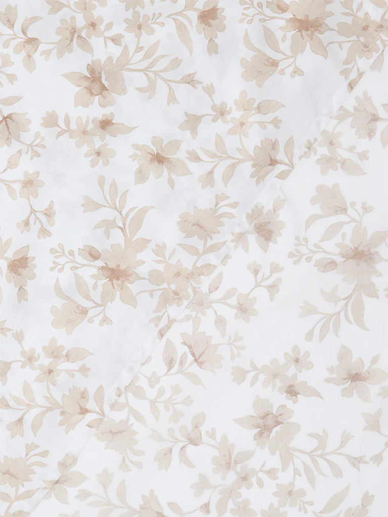Westside Home Taupe Floral Printed King Bed Sheet Set - Image 3