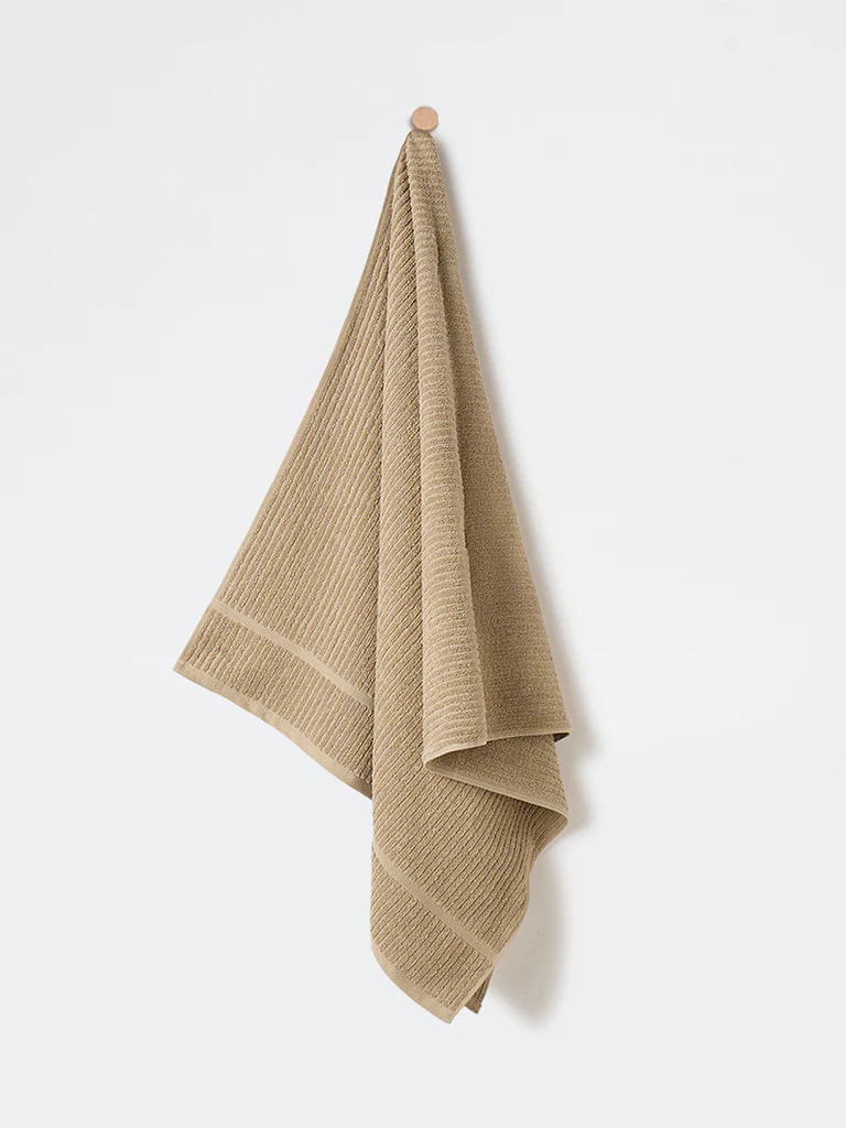 Westside Home Taupe Self-Striped Bath Towel - Image 2