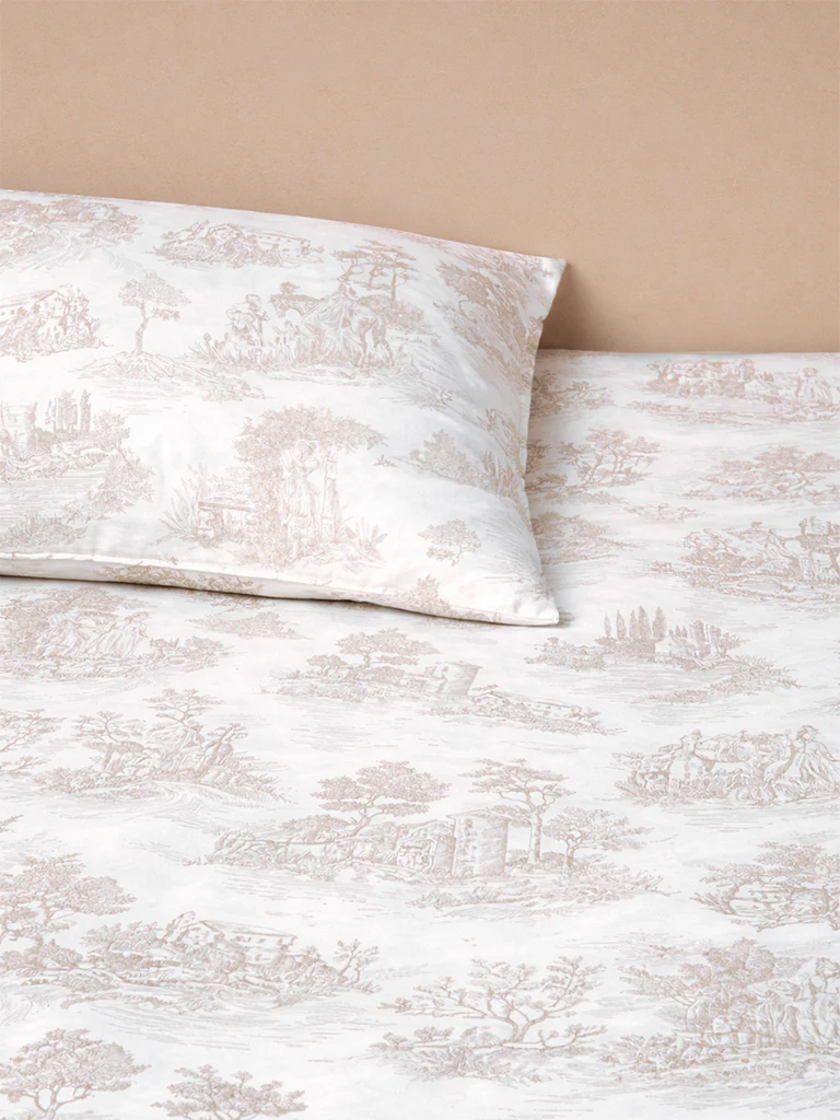 Westside Home Taupe Toile Printed King Bed Sheet Set