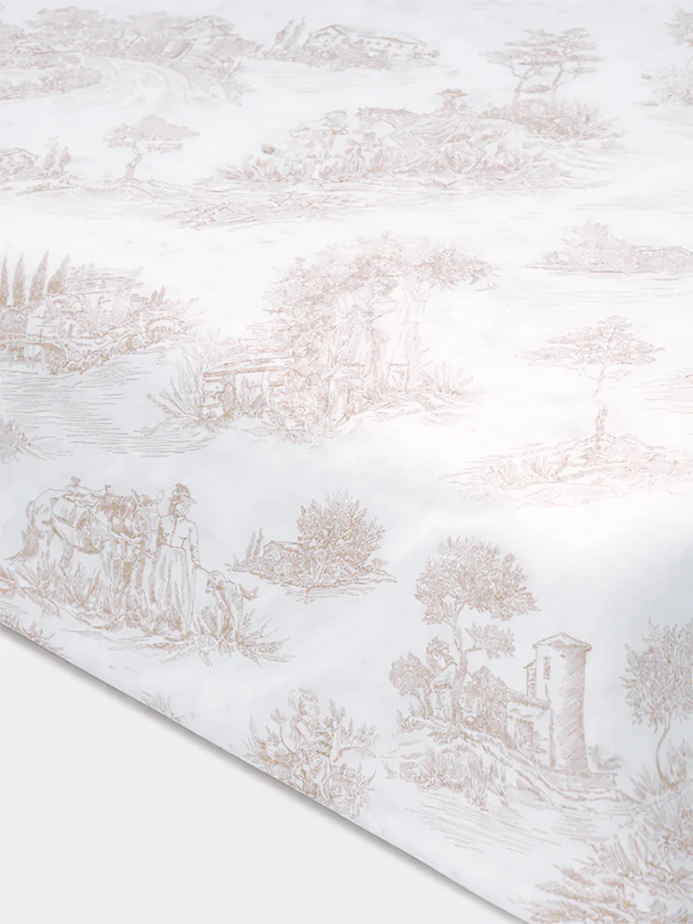Westside Home Taupe Toile Printed King Bed Sheet Set - Image 2