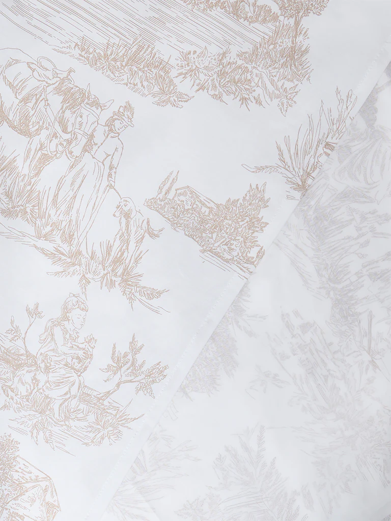Westside Home Taupe Toile Printed King Bed Sheet Set - Image 3